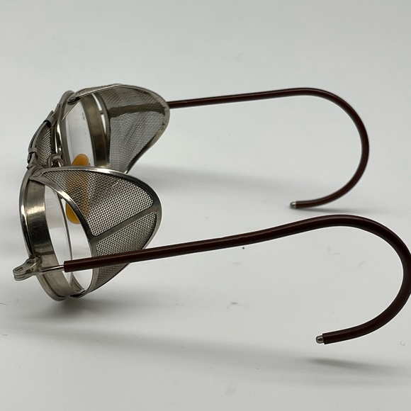 VINTAGE BAUSCH & LOMB STEAMPUNK MOTORCYCLE SAFETY GOGGLE CLEAR FOLDING GLASSES - Picture 8 of 16